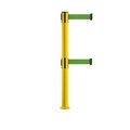 Montour Line Stanchion Dual Belt Barrier Fixed Base Yellow Post 7.5ftGreen Belt MSX630DF-YW-GN-75